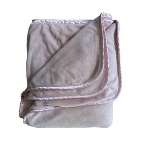 Nap Brookstone Pink Blanket 2 Ply Satin Edge Thick Super Soft Velour 38x59